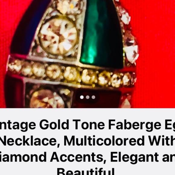 Vintage 1979 gold tone Faberge egg necklace - Picture 2 of 3